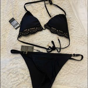 Relleciga black two piece swimsuit